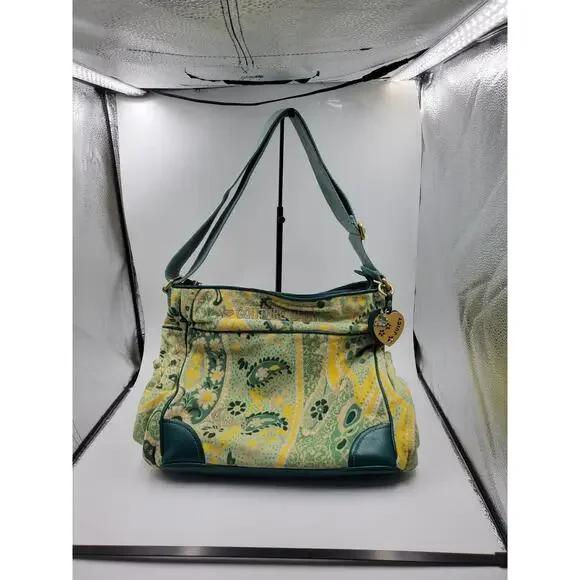 Juicy Couture Green Yellow Paisley Couture Baby Shoulder Bag Vintage Y2K - Picture 2 of 16
